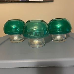NWT set of 3. Adorable green mushroom votive holders or just for decor